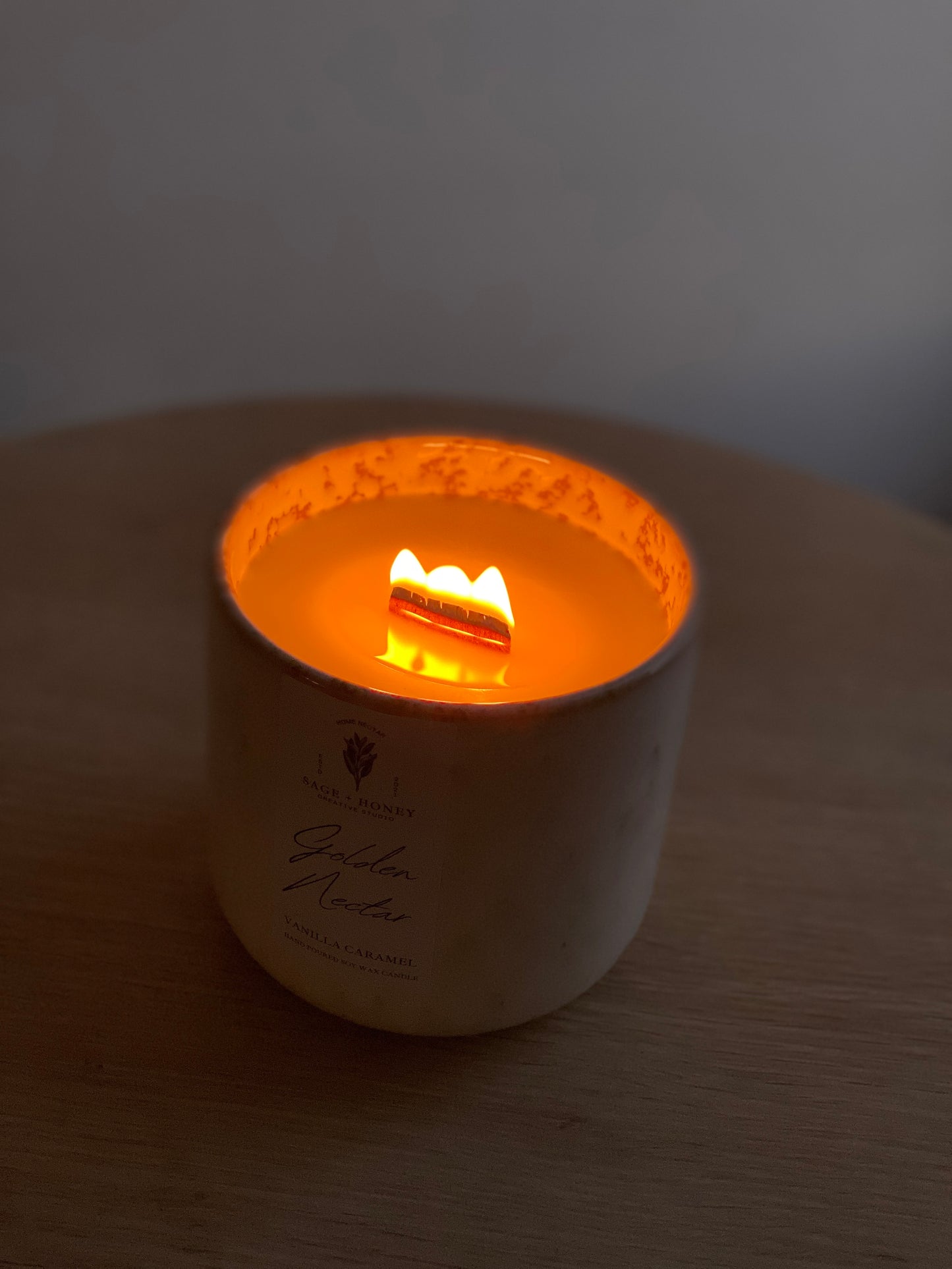 Wooden Wick Ceramic Jar Candle
