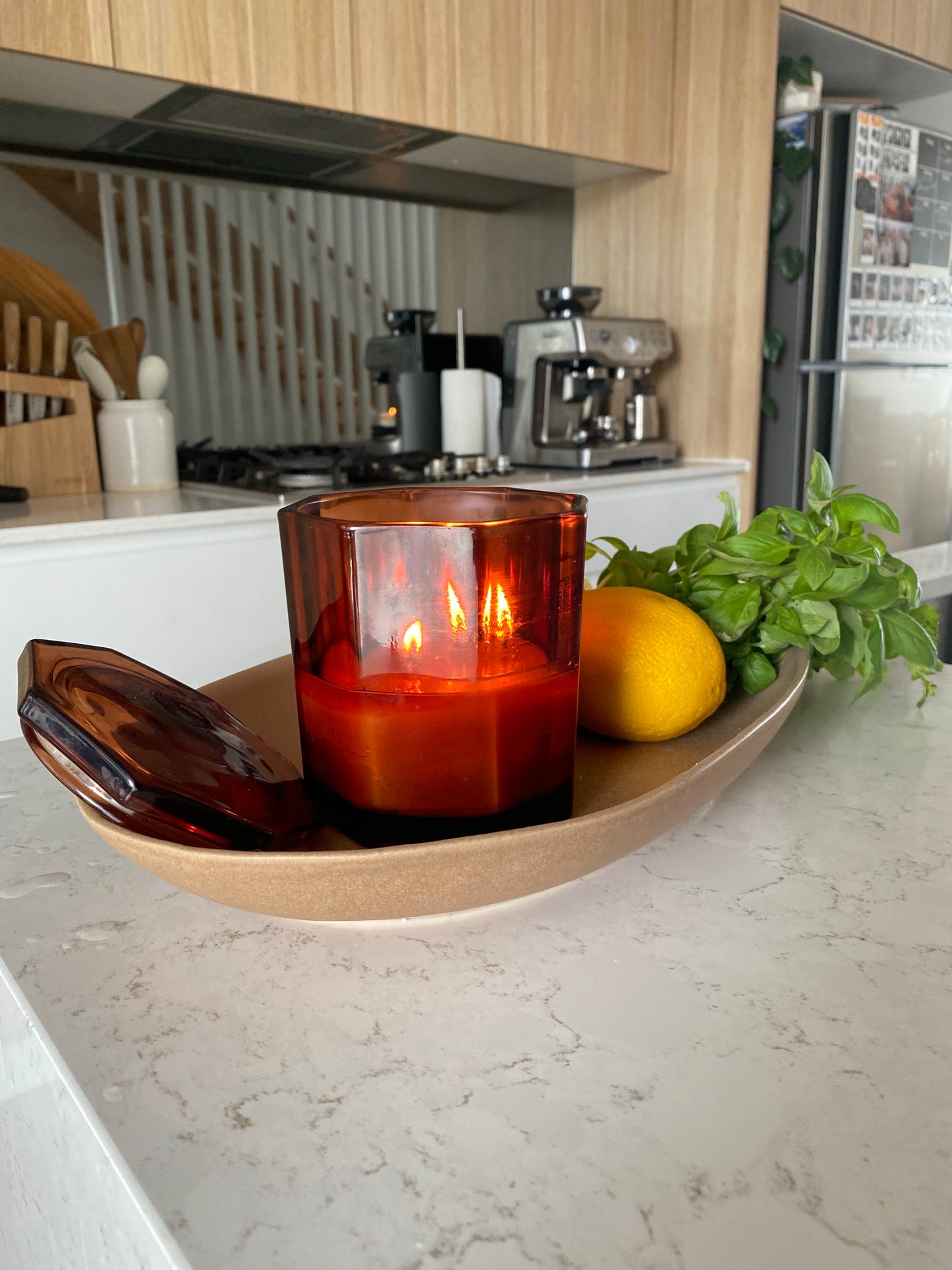 Amber Octagonal Jar Candle